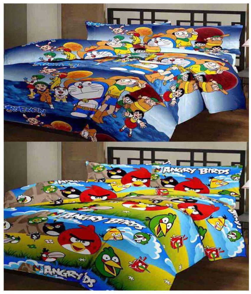     			EasyHome Blue Single bed Poly + Cotton Bedsheet ( 2 pcs ) Kids Bedsheet
