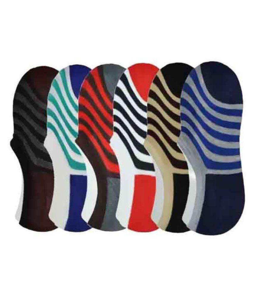     			Tahiro Multicolour Striped Cotton No Show Socks - PacK Of 6