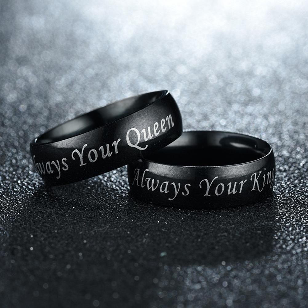 My King Queen Letters Fashion Simple Couple Lover Rings Valentine ...