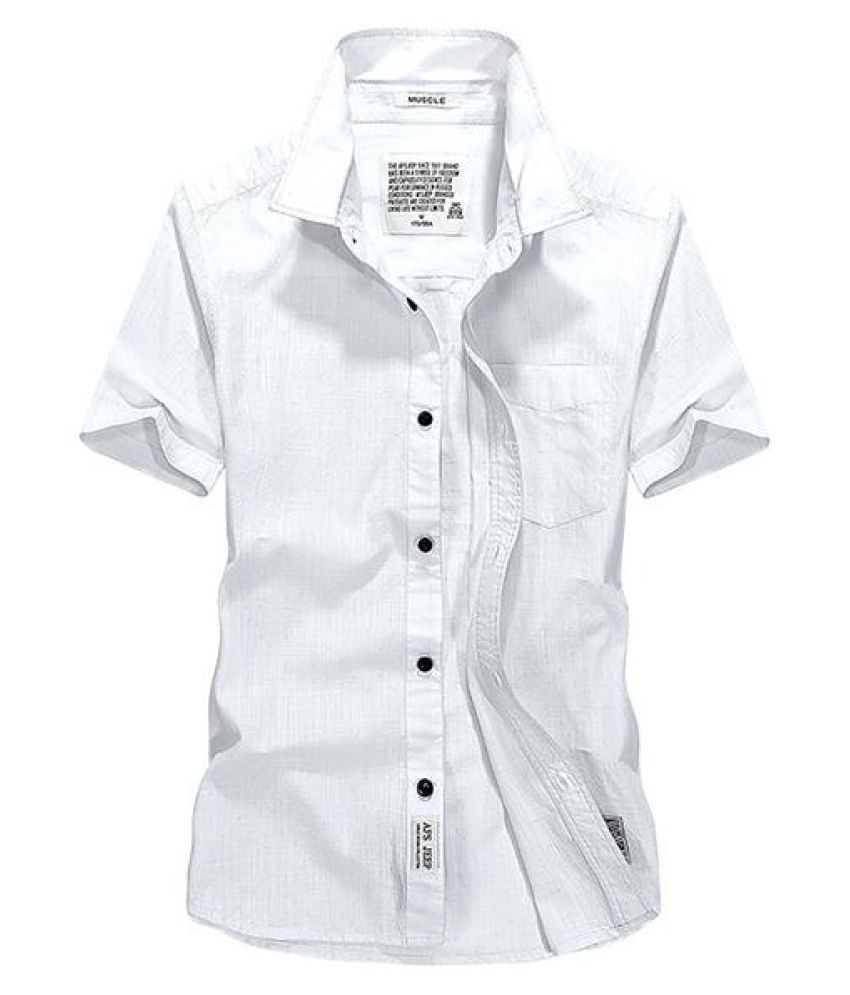 Business Casual Cotton Breathable Solid Color Short Sleeve Dress