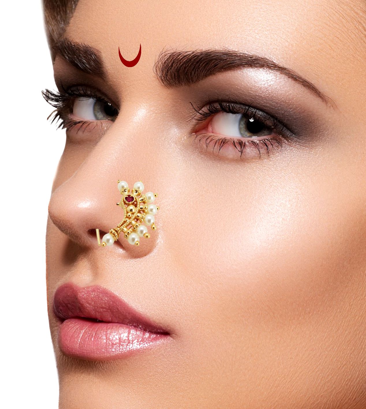 Marathi style clearance gold nose ring