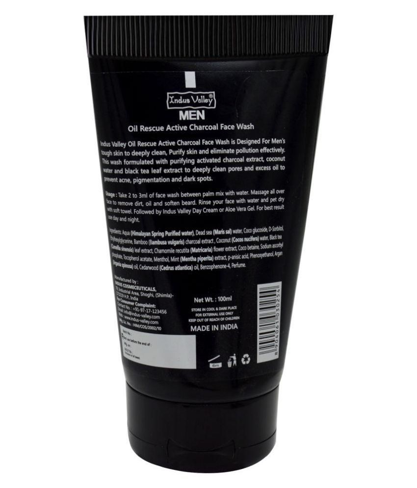 Indus Valley Men Active Charcoal Face Wash For Acne Control and Black Spots (2x strong effects