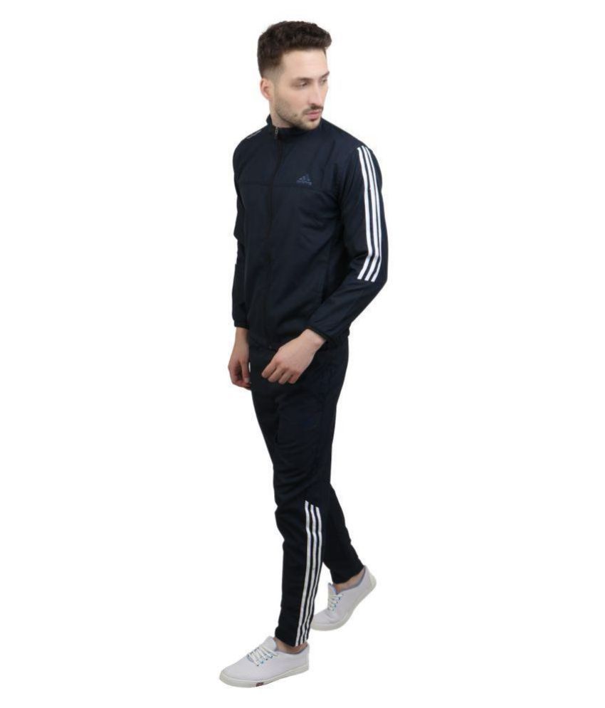 adidas navy polyester tracksuit