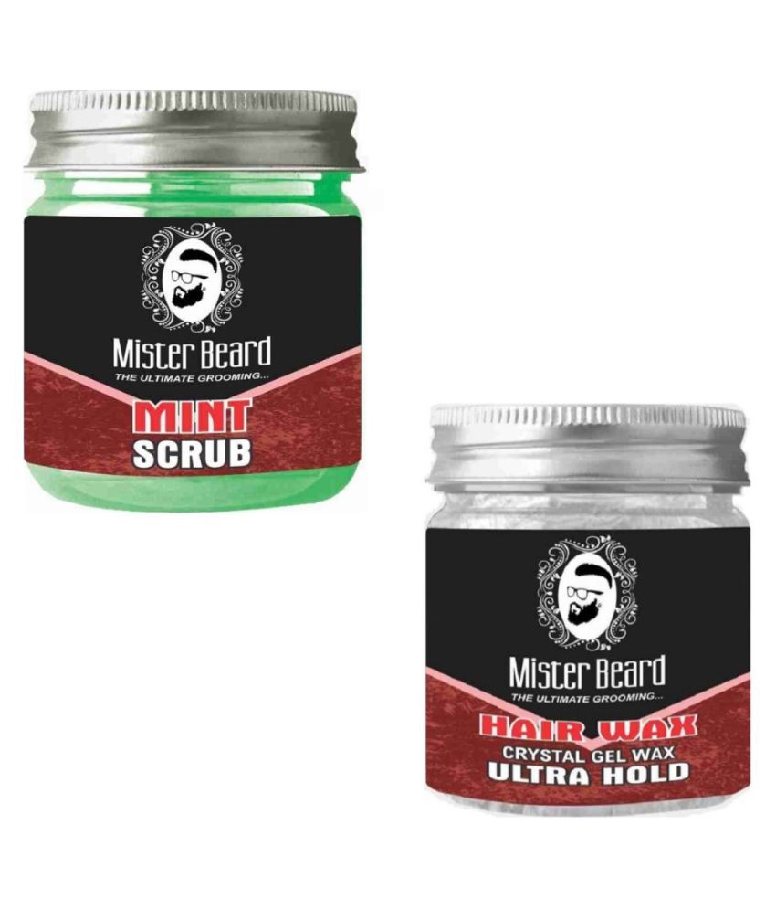 MISTER BEARD Mint Scrub 100gm WITH Ultra Hold Hair Wax 100 gm Pack of 2:  Buy MISTER BEARD Mint Scrub 100gm WITH Ultra Hold Hair Wax 100 gm Pack of 2  at