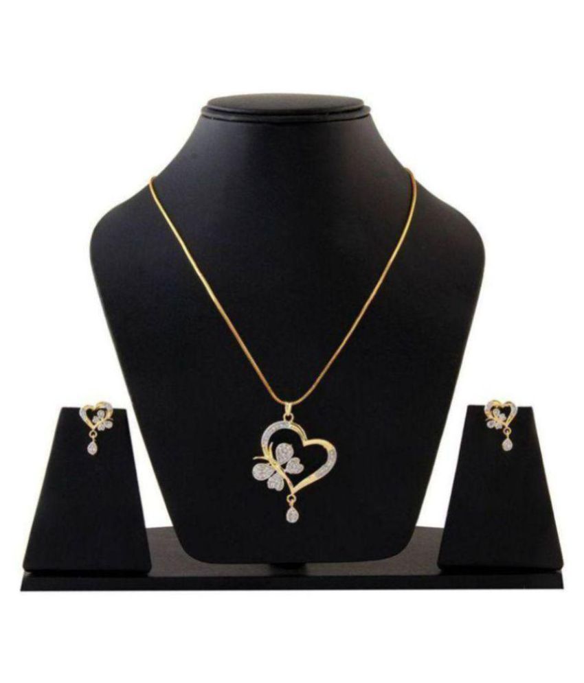 FJ STYLE BUTTERFLY HEART PENDANT SET IN AMERICAN DIAMOND FOR GIRLS AND