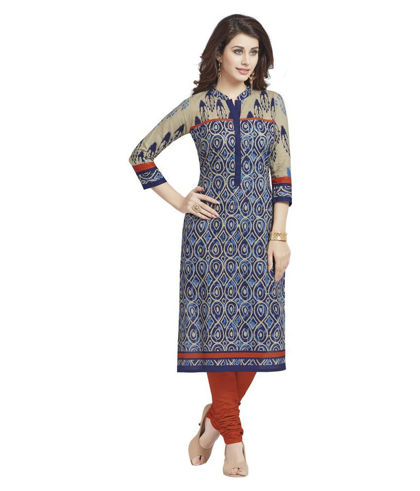     			Jevi Prints Blue Cotton Straight Kurti