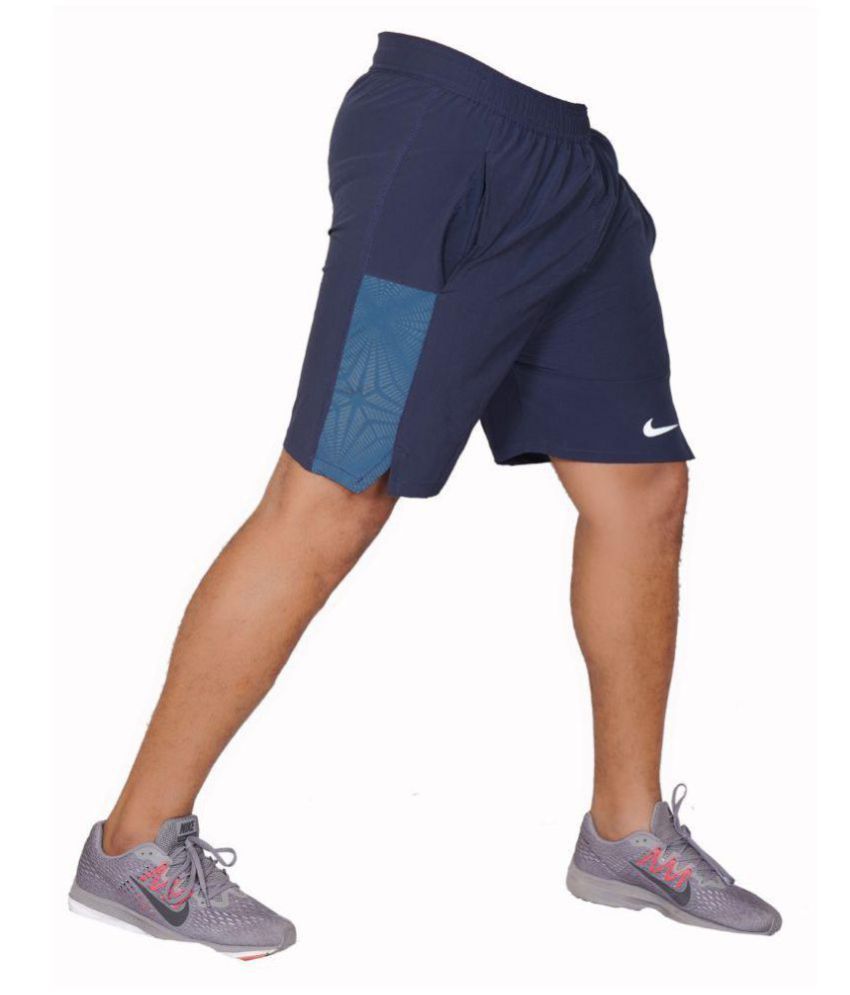 Nike Blue Polyester Lycra Fitness Shorts Buy Nike Blue Polyester