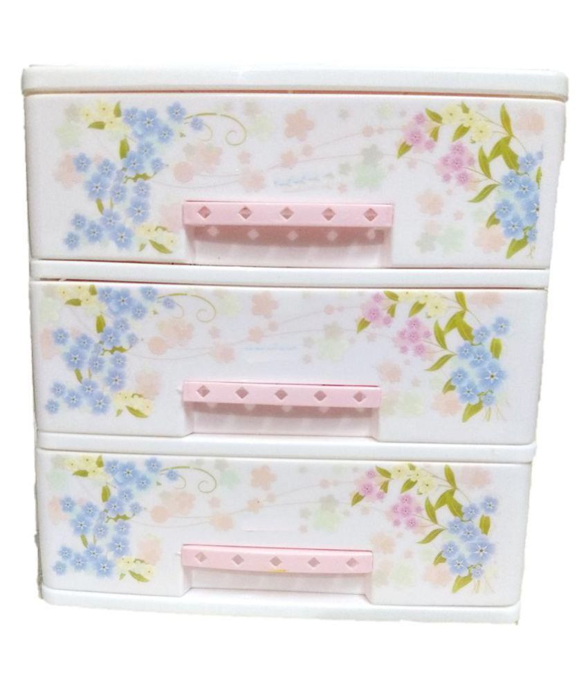 Vihaa Drawer Small Table Top Drawer 3 Compartments Plastic