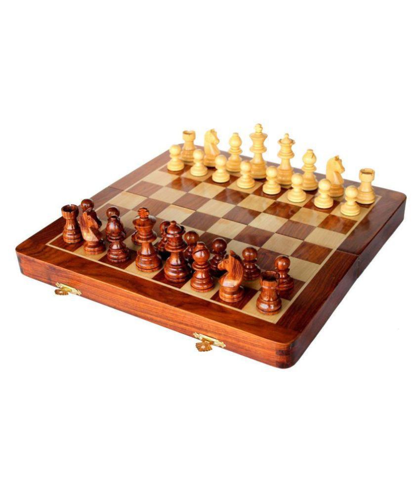 Folding Magnetic Wooden Chess Board Game Set with Magnetic Crafted Pieces