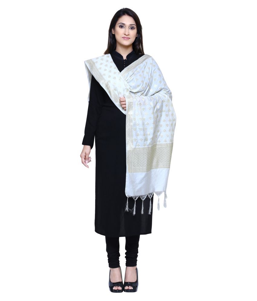 white gown with banarasi dupatta