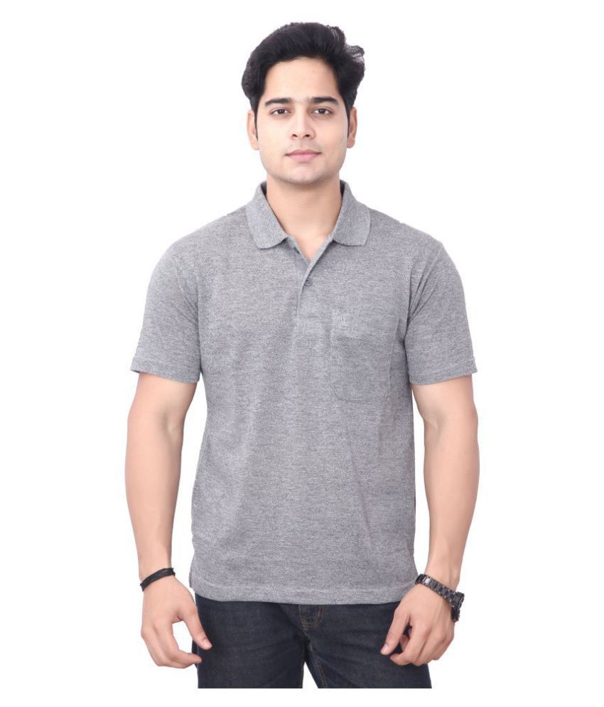     			Awack Grey Slim Fit Polo T Shirt