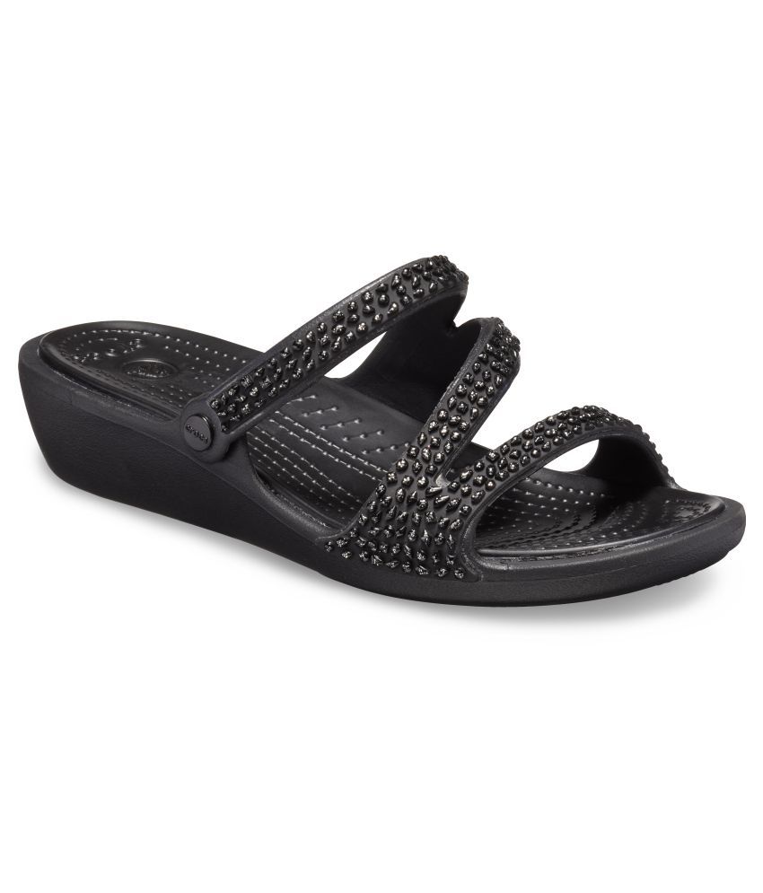 black high heel crocs