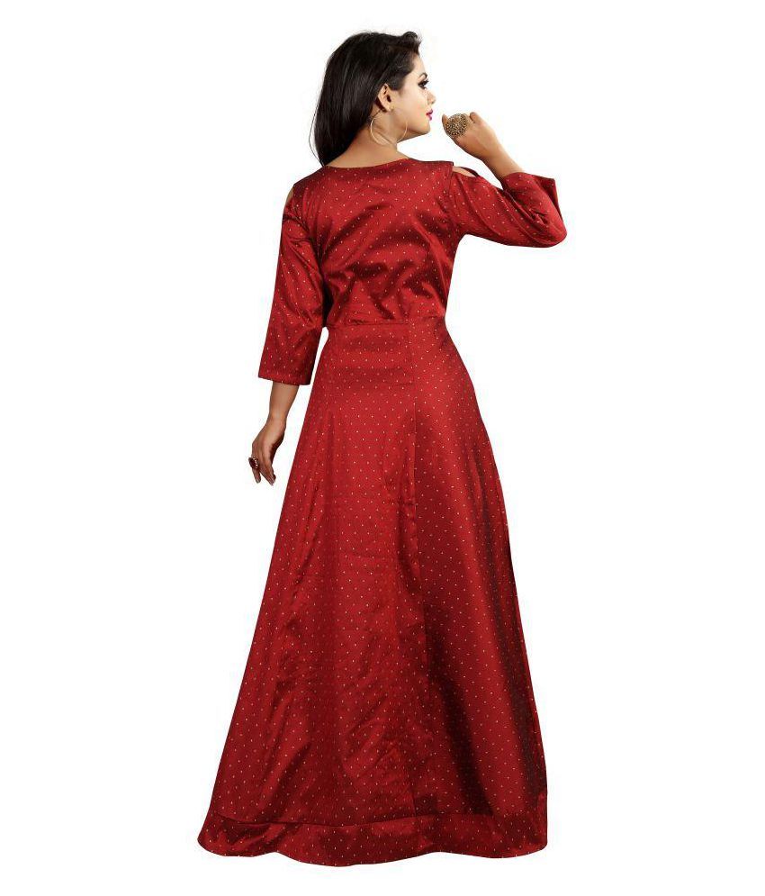 red satin gown