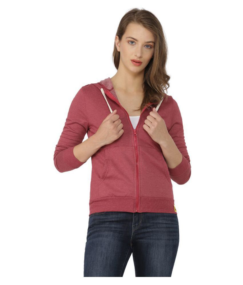     			Campus Sutra Cotton Maroon Hooded Sweatshirt