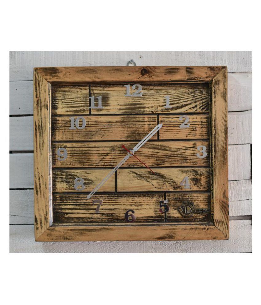 One Second Rectangular Analog Wall Clock Unique Rectangular Antique Pine Wooden Wall Clock 35 X 38 Cms Buy One Second Rectangular Analog Wall Clock Unique Rectangular Antique Pine Wooden Wall