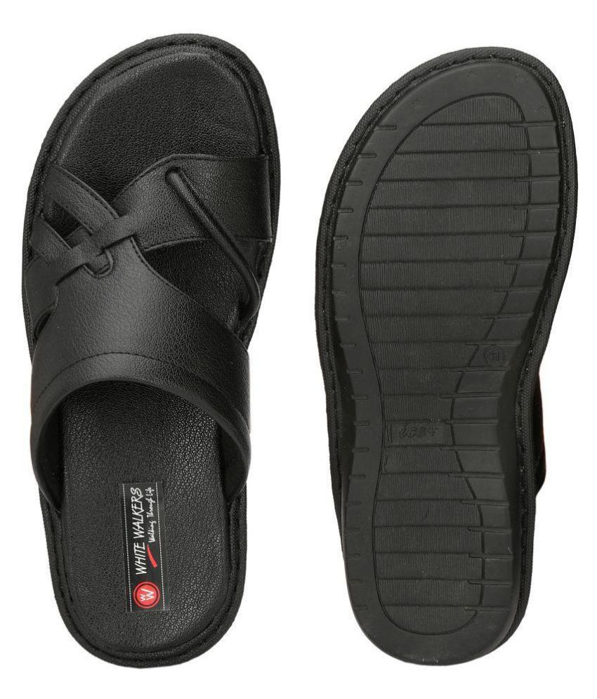 WHITE WAlKERS Black Daily Slippers Price in India- Buy WHITE WAlKERS Black Daily Slippers Online 