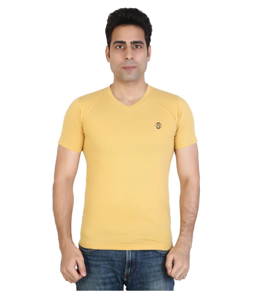     			Awack Yellow Slim Fit Polo T Shirt