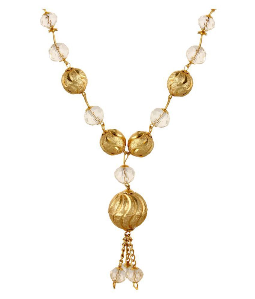 GoldNera Golden Crystal Beads 22KT Gold Plated Matar Mala Long 30 ...