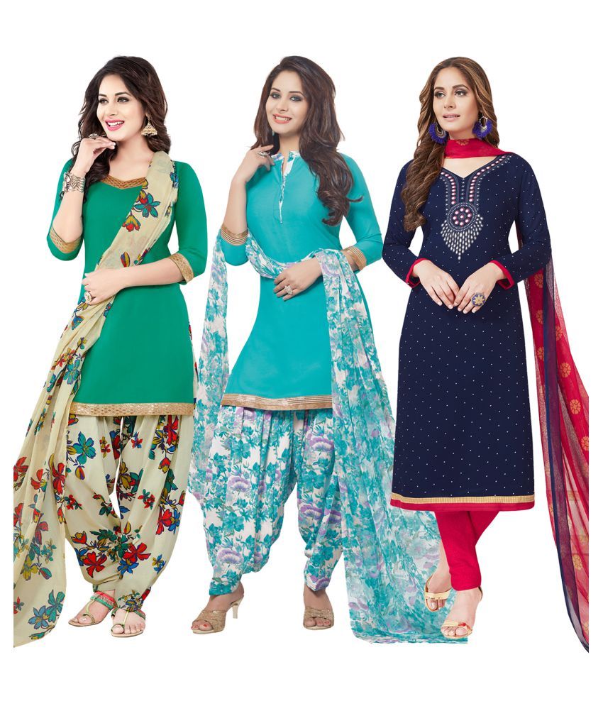 Salwar Studio Multicoloured Synthetic Dress Material - Buy Salwar ...