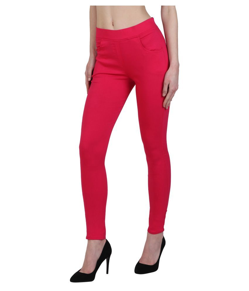 womens pink jeggings