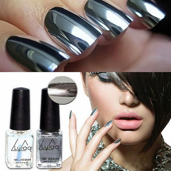 2Pcs Nail Gel Polish Silver Color Mirror Chrome Effect Varnish + Base Coat:  Buy 2Pcs Nail Gel Polish Silver Color Mirror Chrome Effect Varnish + Base  Coat at Best Prices in India - Snapdeal