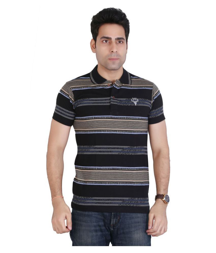     			Awack Black Slim Fit Polo T Shirt