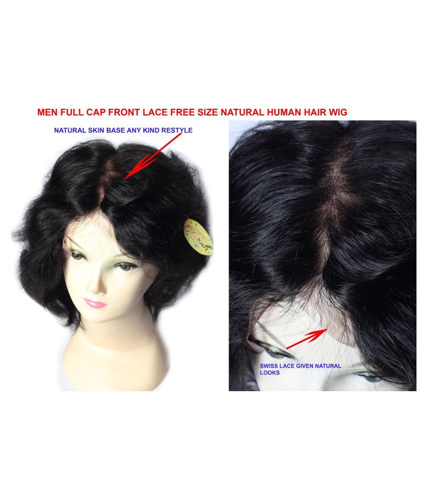 Ritzkart 100 Human Hair Men Wig Front Lace Natural Black Glue