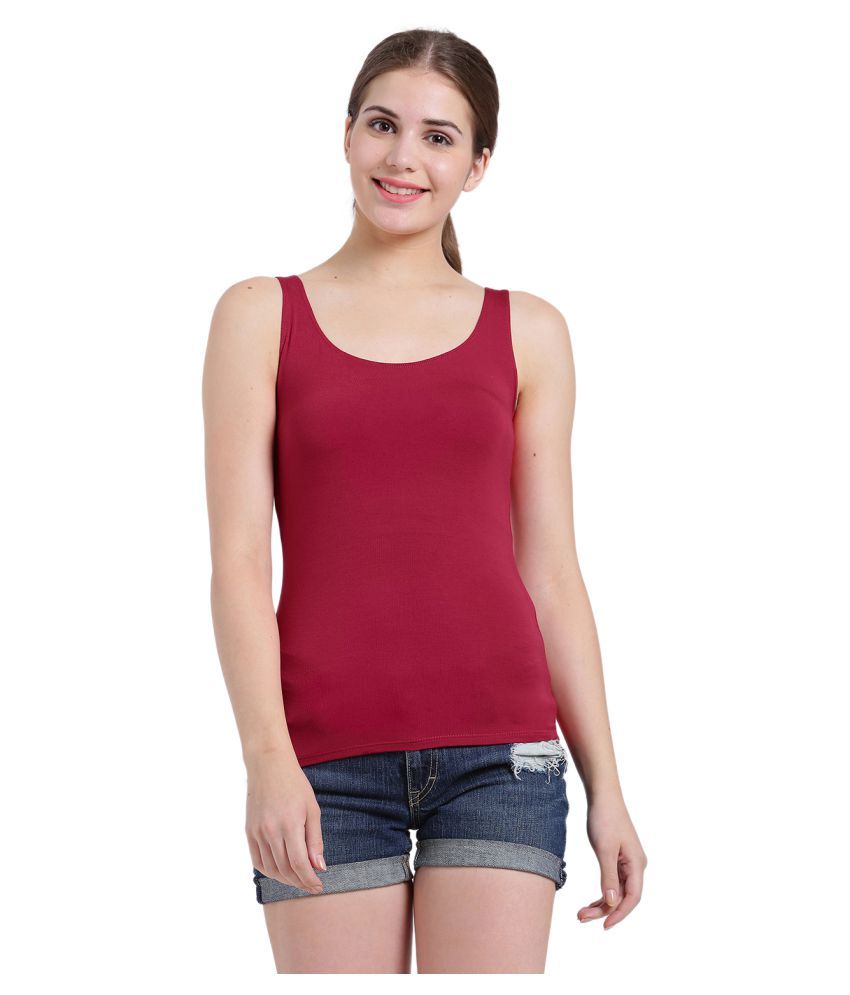 Zink London Polyester Tank Tops Red Buy Zink London Polyester Tank