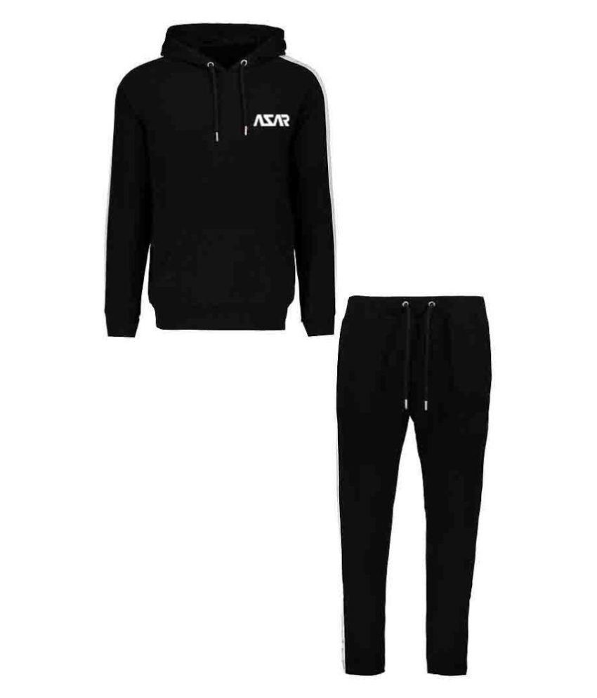 Azar Black Cotton Tracksuit - Buy Azar Black Cotton Tracksuit Online at ...