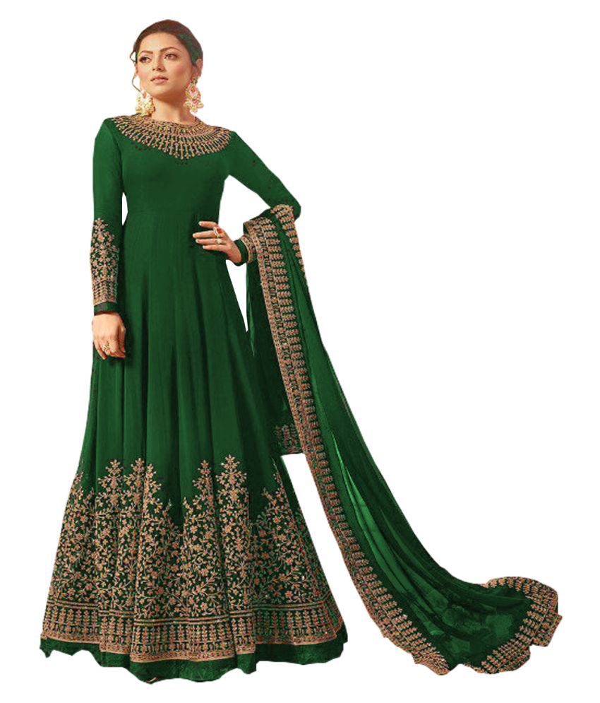 Active Green Georgette Anarkali Gown 