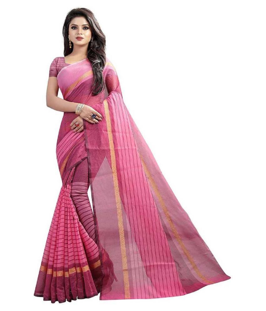 Vimalnath Sarees Pink Polycotton Saree - Buy Vimalnath Sarees Pink ...