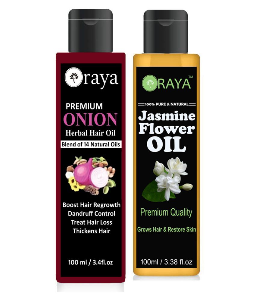     			ORAYA 100% Organic ONION Oil & Jasmine Oil For Hair Regrowth- 200 ml Pack of 2