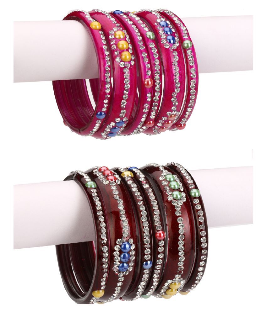     			AFAST Combo Party & Festivle Designer Colorful & Figures Fancy Matching Glass Bangles & Kada Set Of Six Each With Safety Box