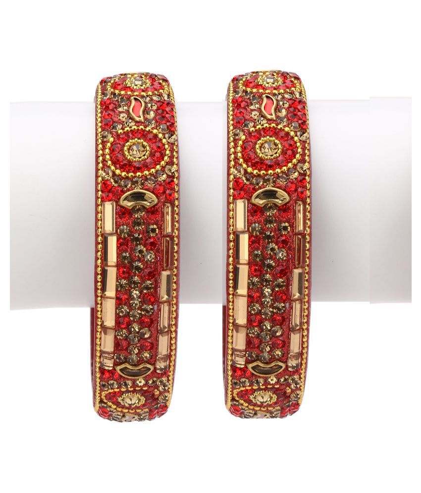     			AFAST Exclusive Wedding Collection Kada & Bangle Set Designer Ornamented Red & Golden (Size 2.2)fewer