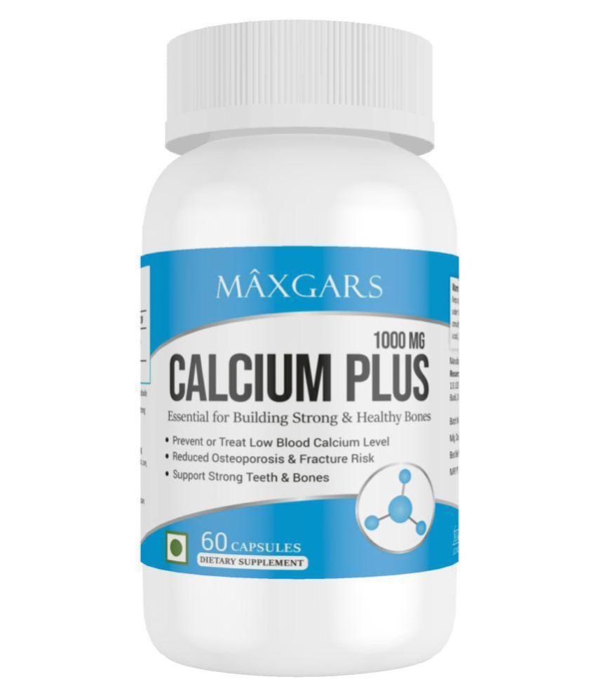 Maxgars Calcium Plus For Healthy Bone Support 1000mg, 30 Servings/60 ...