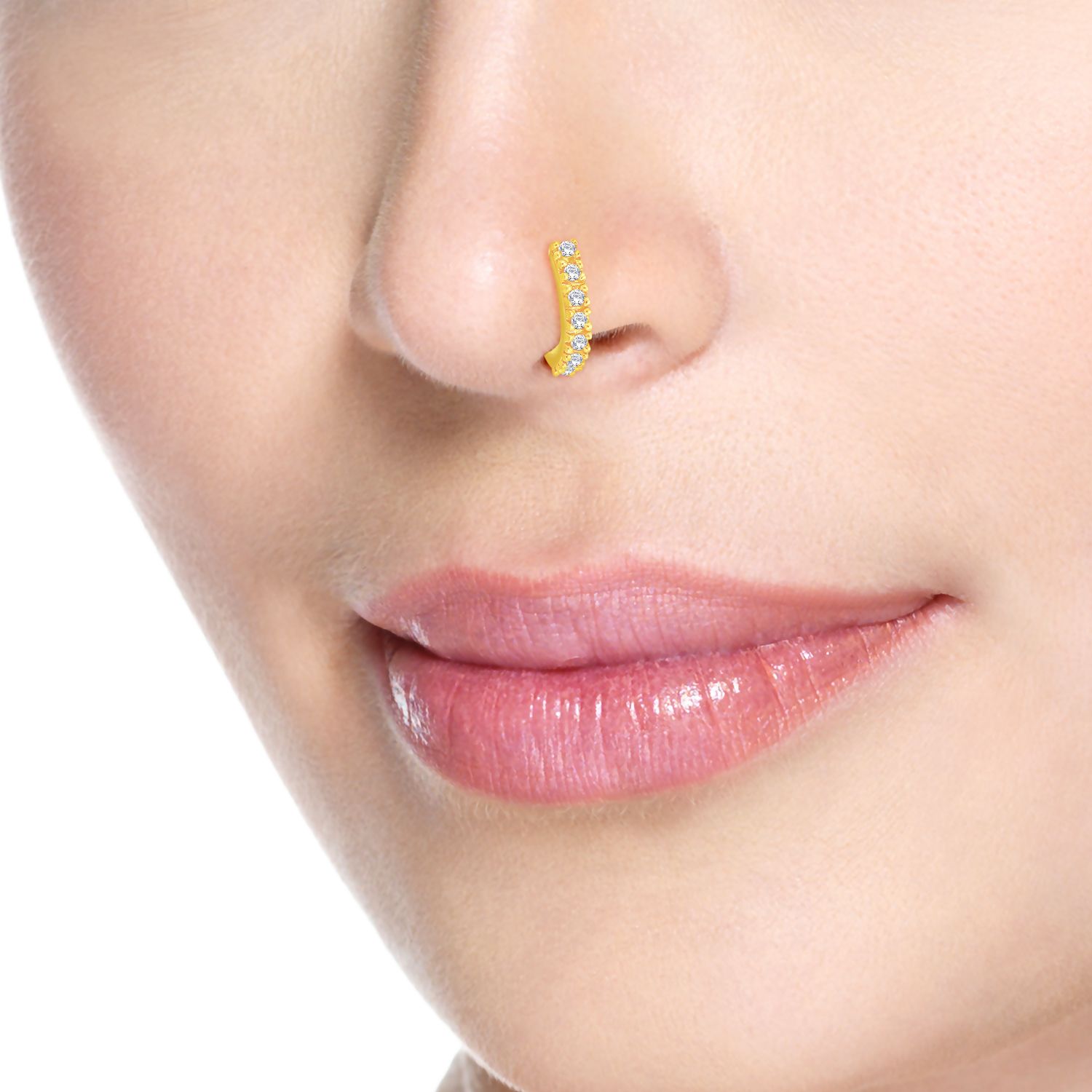 white stone nose stud