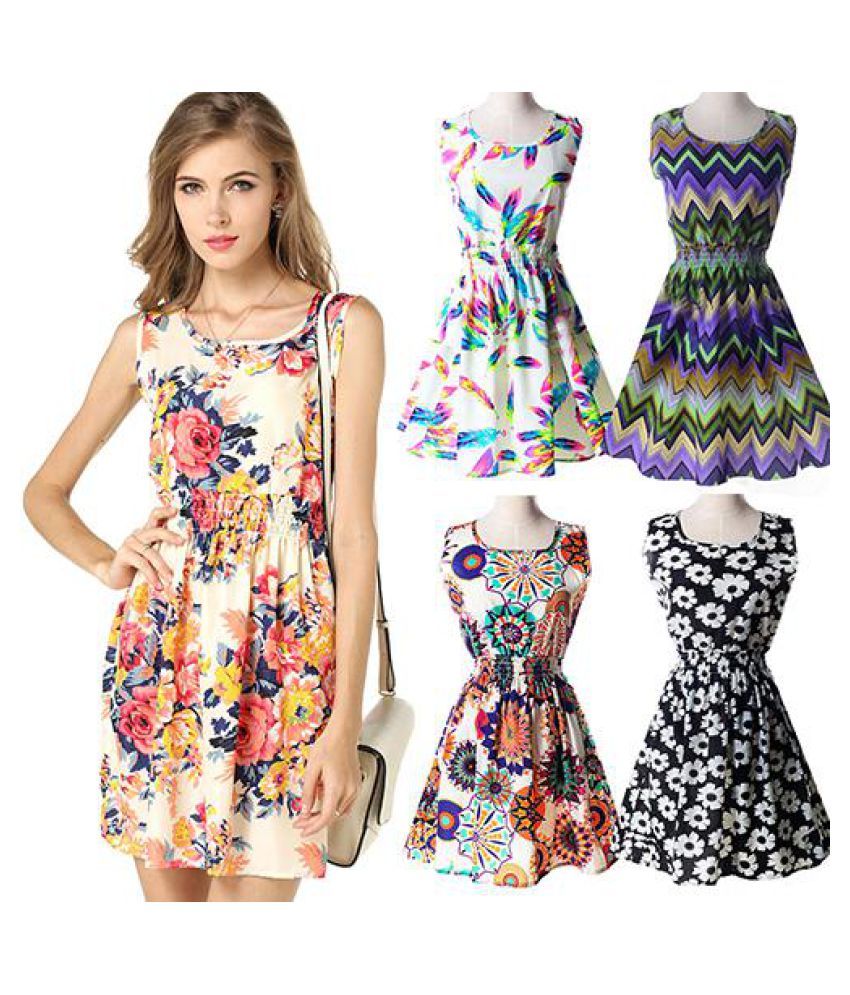 Women Sexy Casual Flower Print Sleeveless Skirt Summer Chiffon Beach Dress S Xxl Buy Women Sexy Casual Flower Print Sleeveless Skirt Summer Chiffon Beach Dress S Xxl Online At Best Prices In India