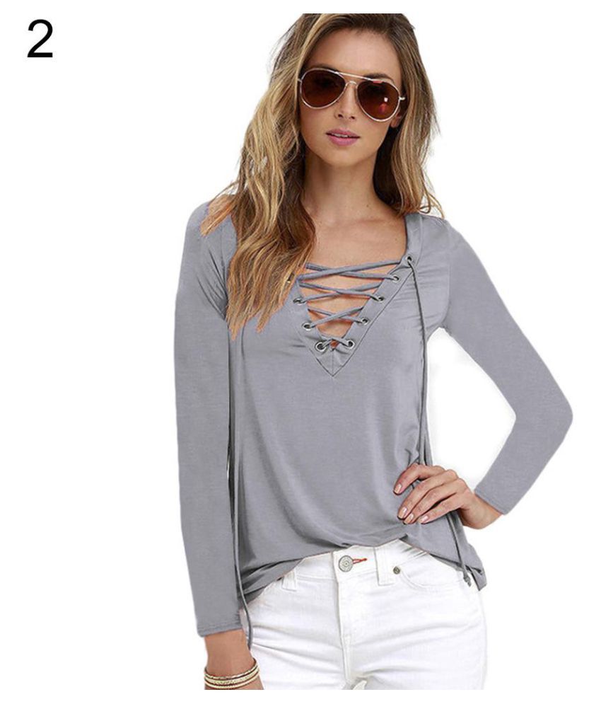 Buy Women Sexy Plain Deep V Neck Cross 