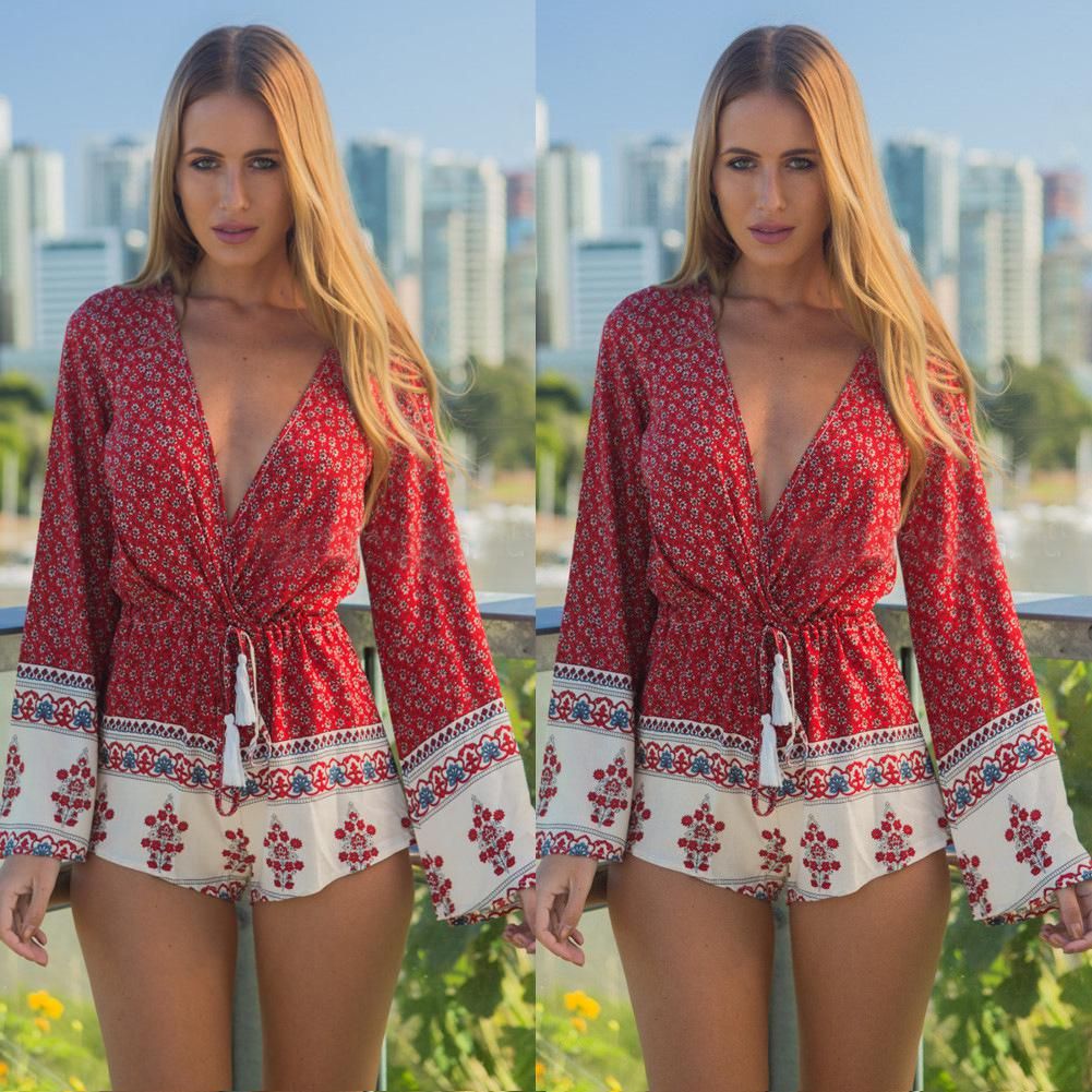 deep v neck playsuit