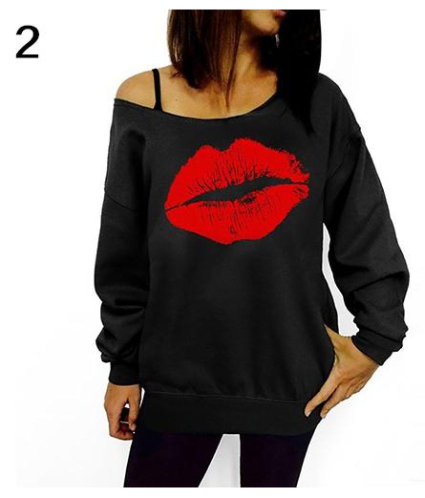 Buy Women Sweatshirt Casual Sexy Lip 