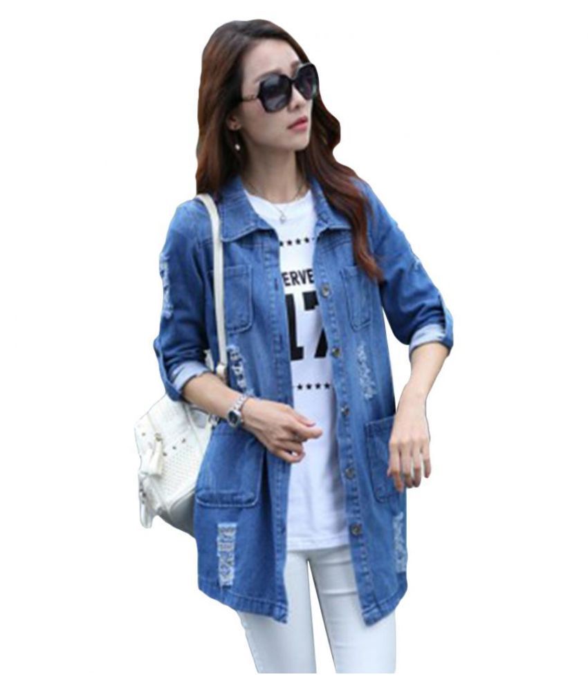 Buy Loose Casual Md-long Denim Cardigan 