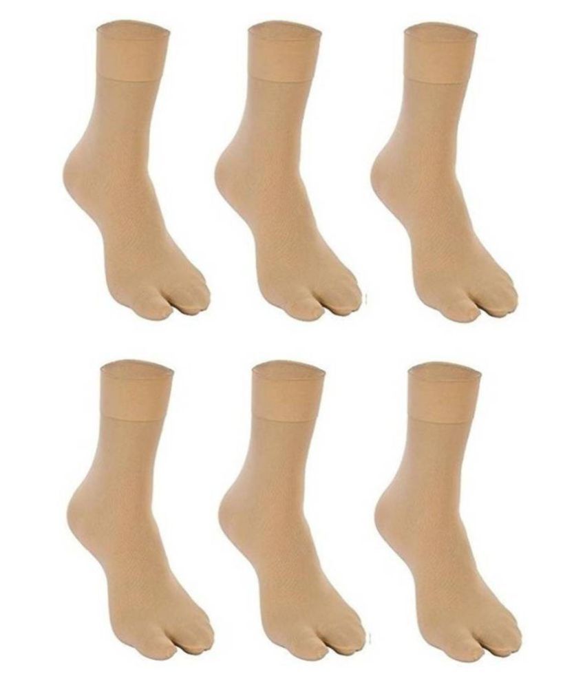     			Tahiro Beige Colour  Cotton Thumb Full Length Socks - Pack Of 6