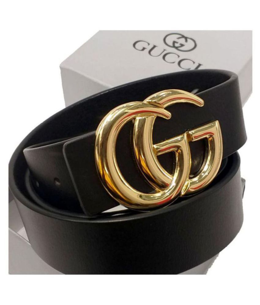 gucci t Black Leather Casual Belt - Pack of 1: Buy Online at Low Price in India - Snapdeal