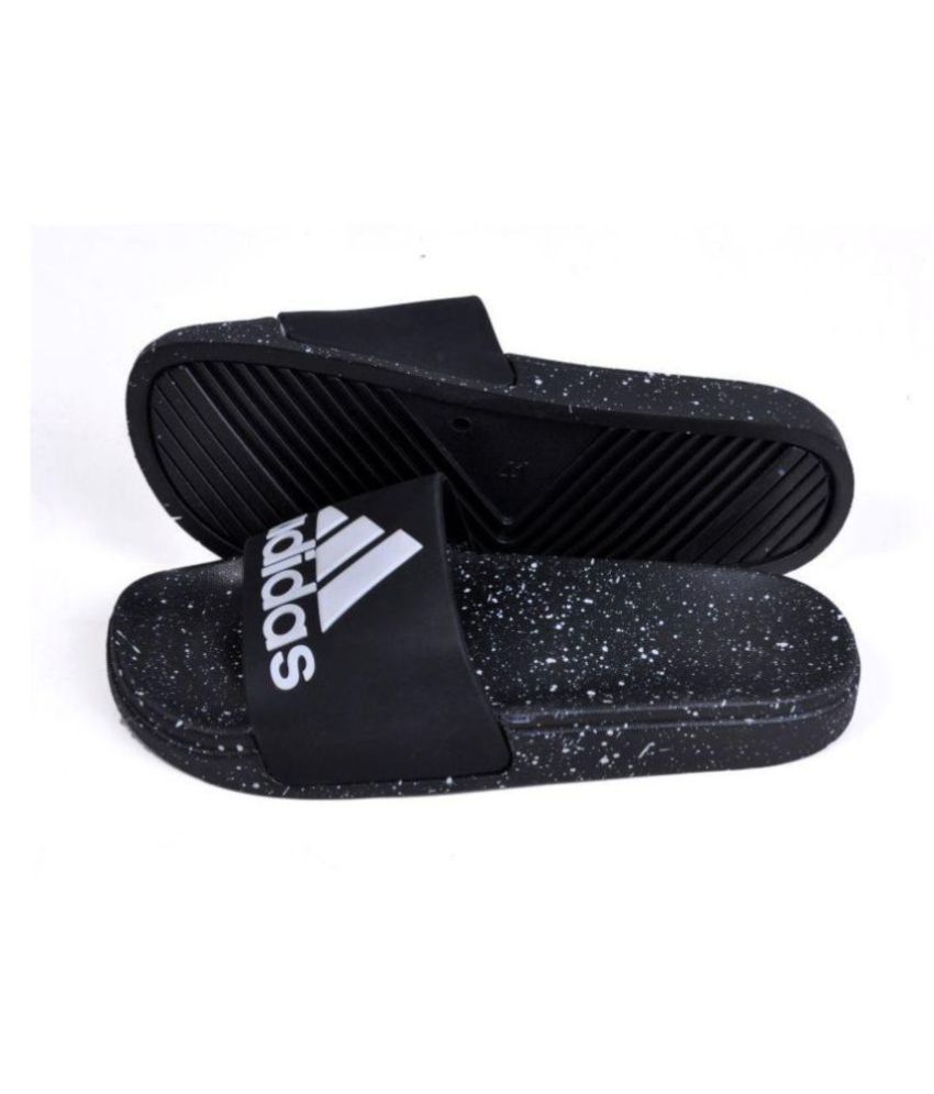 all black adidas flip flops