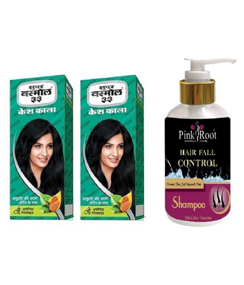Pink Root Hair Fall Control Shampoo, Super Vasmol 2Pcs Kesh Kala 100ml Semi Permanent Hair Color