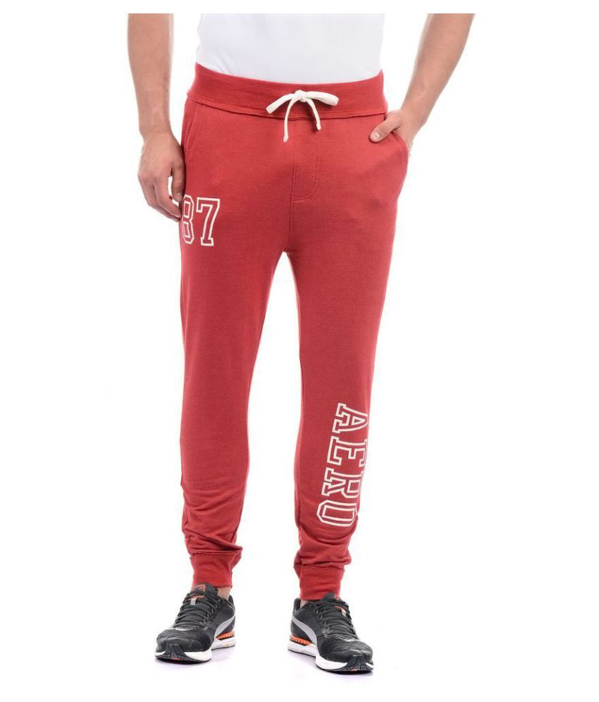red cotton joggers