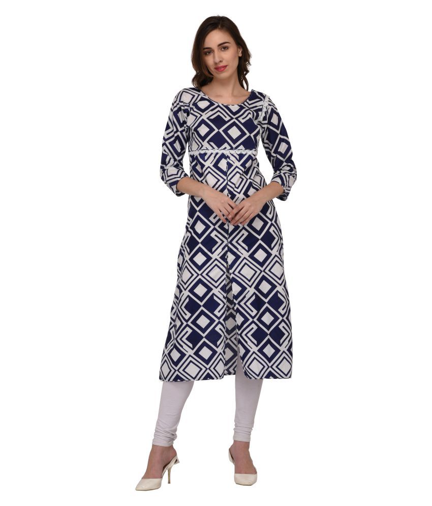 Drapes Multicoloured Cotton Front Slit Kurti - Buy Drapes Multicoloured ...