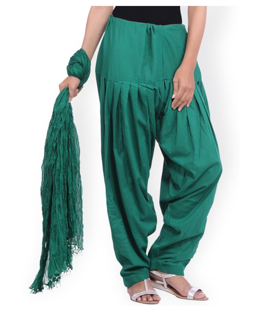 Jaipur Kurti - Green Cotton Women's Patiala With Dupatta ( Pack of 1 )