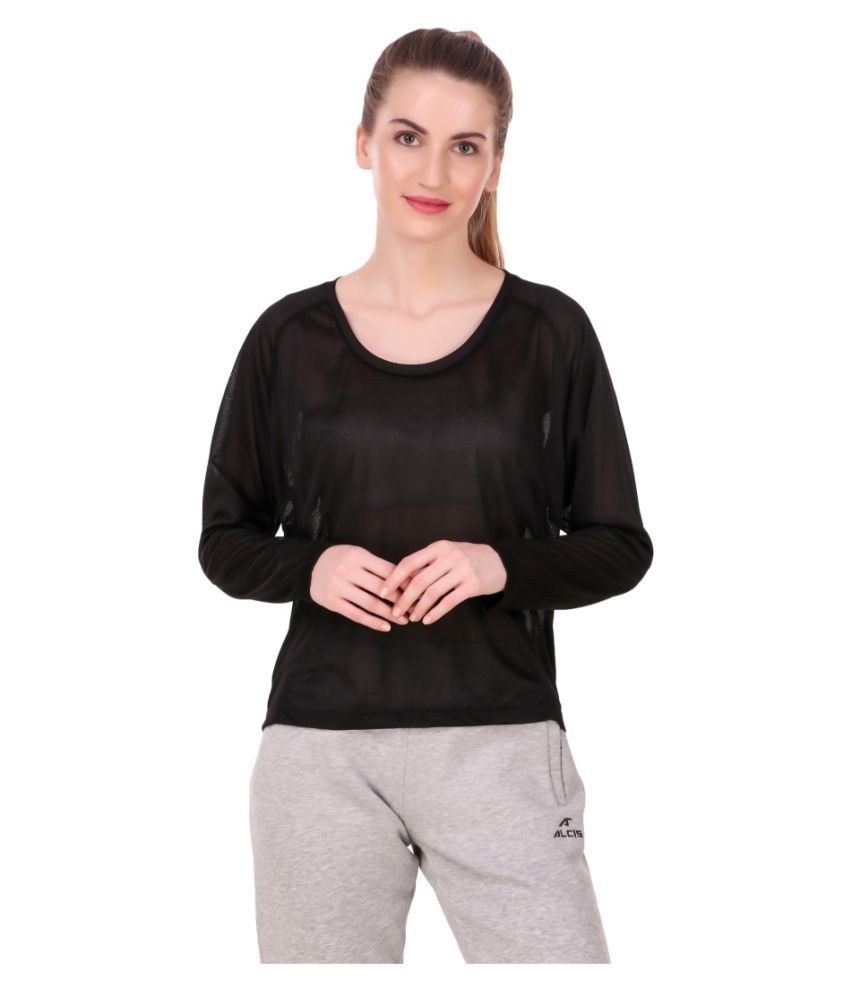     			Alcis Polyester Regular Tops - Black