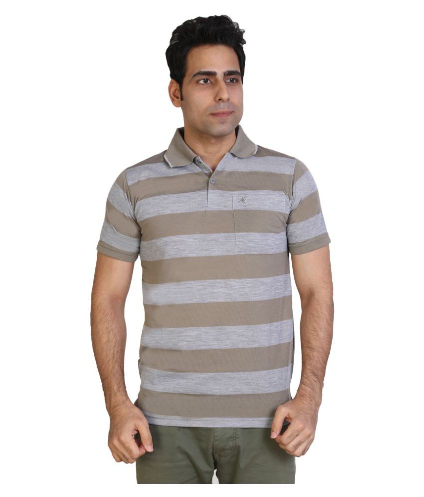     			Awack Grey Slim Fit Polo T Shirt